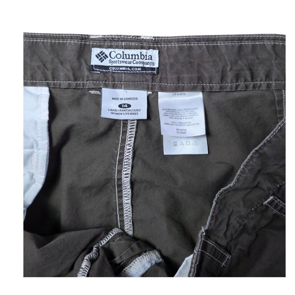 Columbia Sportswear Brown Cargo Crop Pants Womens Size 14 Capri Camping Hiking - Picture 3 of 5